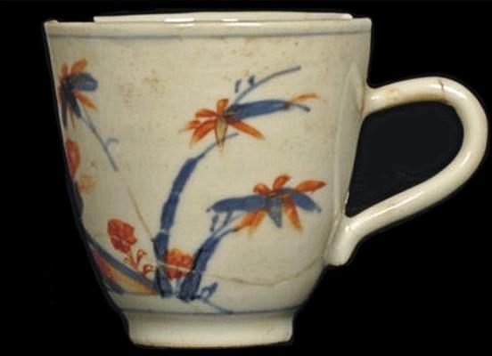 Chocolate cup (ref: STJ07 <533>)  This was one of two Chinese porcelain chocolate cups decorated with an Imari pattern of bamboo