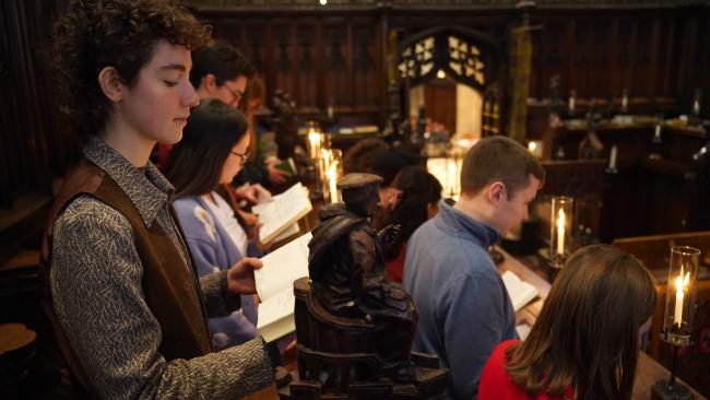 Image of Close up of students during evensong