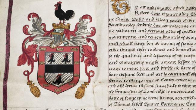 Image of 汤头条原创 Grant of Arms. Archive Ref: JCGB/4/2